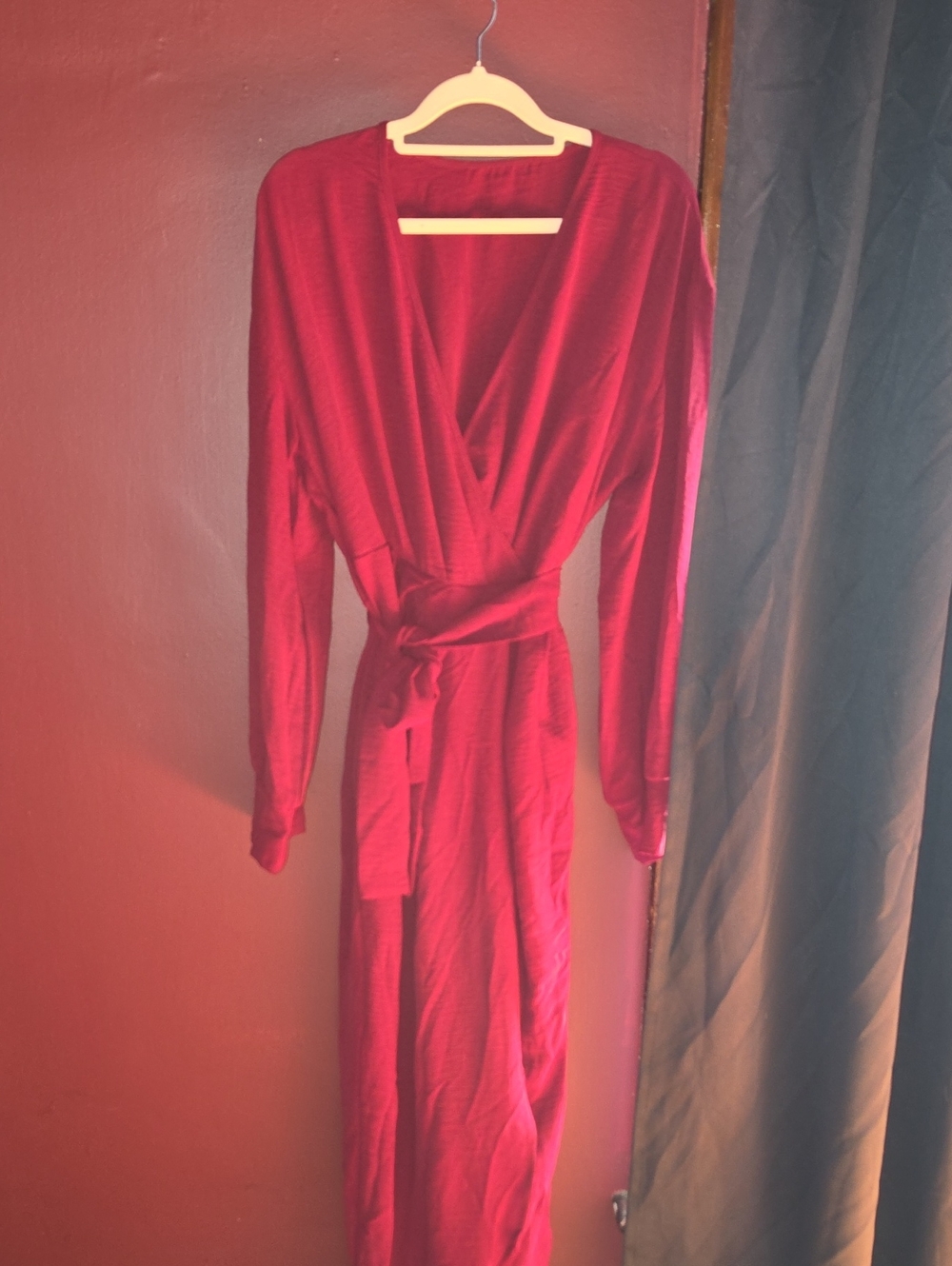 Women's Red Fuax Wrap Dress - Unbranded
